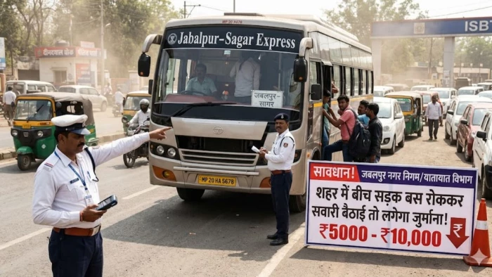 जबलपुर में बीच सड़क बस रोककर सवारी बैठाई तो होगा जुर्माना, इस दिन से होगी सख्ती