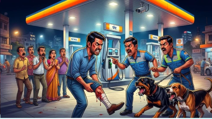 ग्वालियर में पेट्रोल पंप पर टॉयलेट करना गया, तो मालिक के दोनों कुत्तों ने चबा डाली जांघ, शिकायत करने पर कर्मचारियों ने भी पीटा