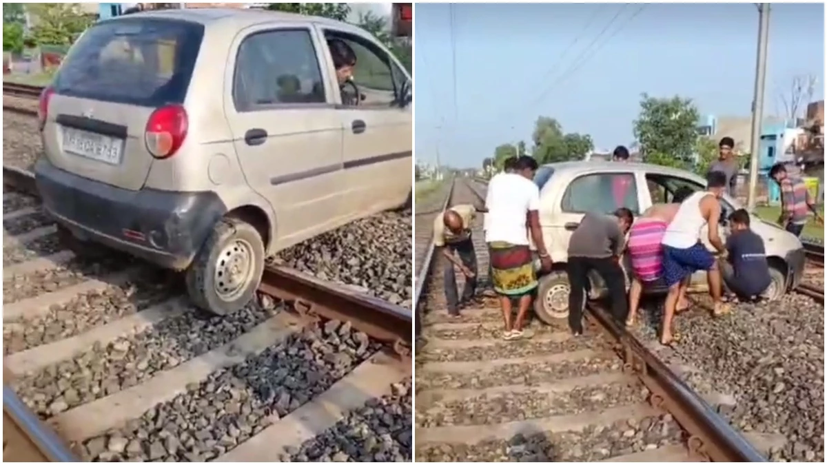 OMG! रेलवे ट्रैक पर फंसी कार, अंदर था 12 साल का बच्‍चा