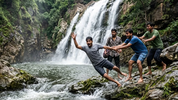 ग्रामीणों ने नहीं की मदद, इंदौर के समीप मुहाड़ी फॉल में डूबा ग्वालियर के बिल्डर का बेटा, दोस्तों के साथ पिकनिक मनाने गया था