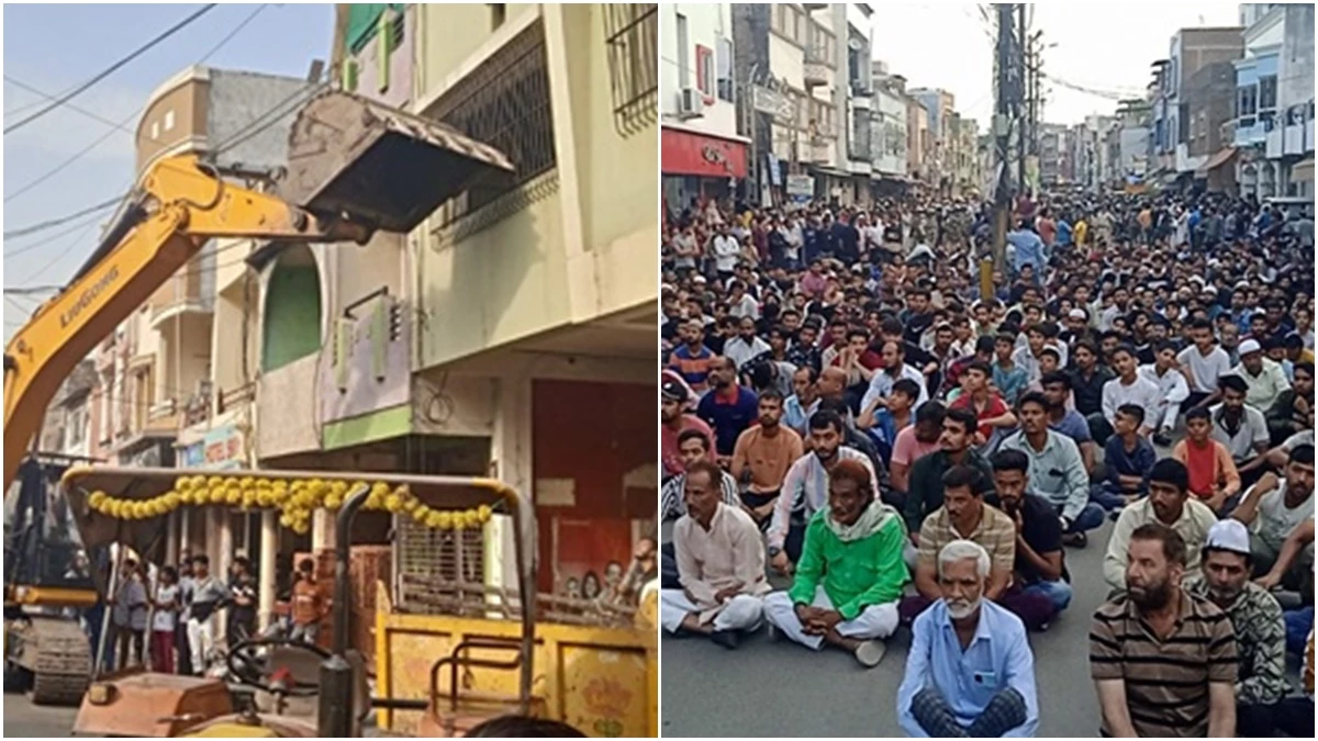 उज्जैन में महाकाल मार्ग के बीच हटा अतिक्रमण, दो मकान जमींदोज