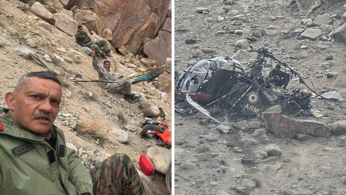 लद्दाख में भारतीय सेना का चीता हेलीकॉप्टर क्रैश, तीन अधिकारी घायल; वायरल हुई सेल्फी