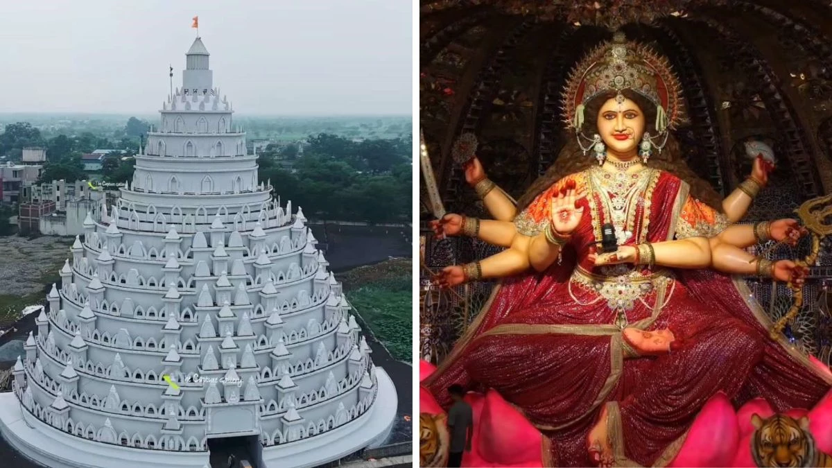 Durga Utsav CG: कमल पर विराजी 35 फीट ऊंची मां दुर्गा की प्रतिमा, 140 फीट ऊंचा भव्य पंडाल बना आकर्षण का केंद्र