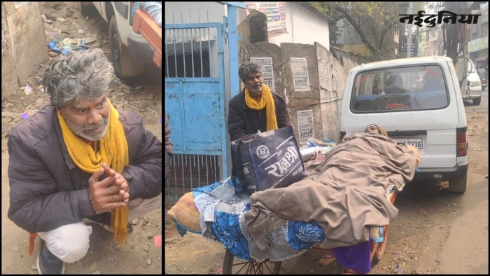एंबुलेंस बुलाना नहीं आता था तो ठेले से पत्नी को लेकर पहुंचा अस्पताल, रास्ते में हुई मौत, ठेले पर ही शव लेकर पहुंचा श्मशान