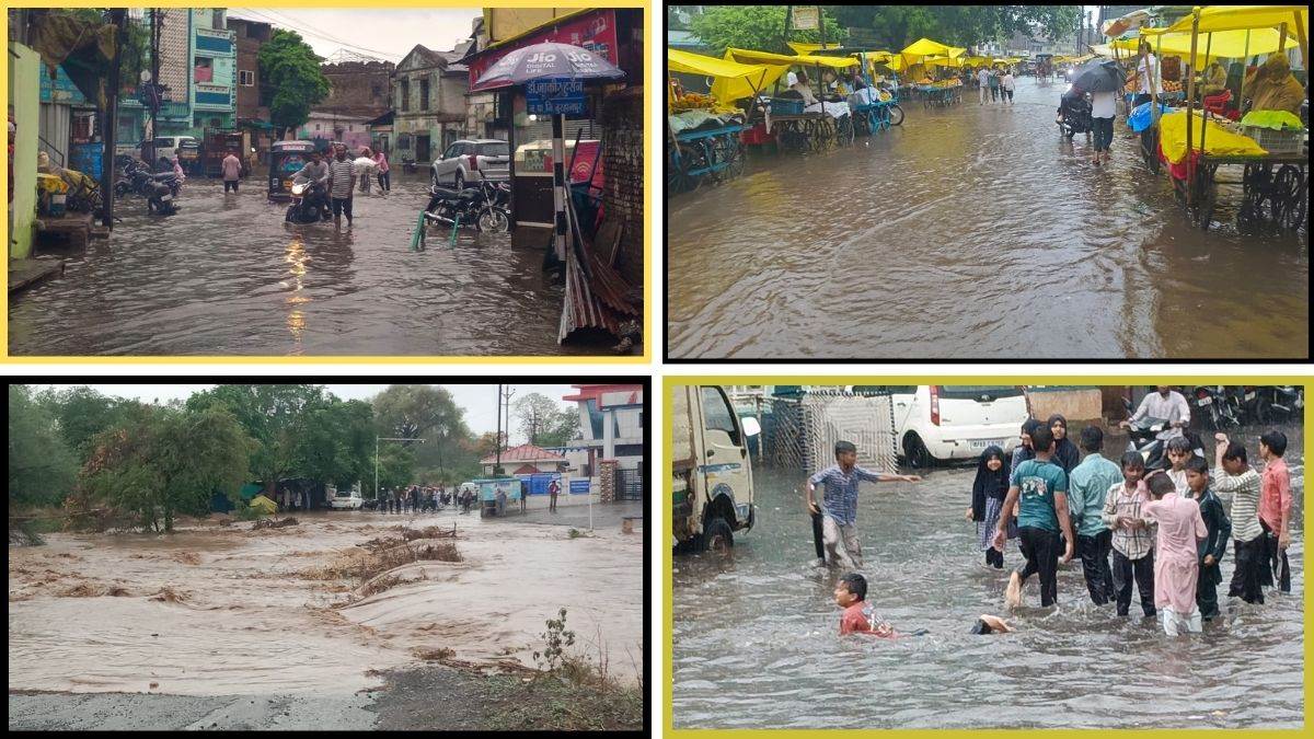 बुरहानपुर में करीब चार घंटे हुई झमाझम बारिश से तरबतर हुआ शहर, तालाब जैसी नजर आईं आधा दर्जन सड़कें, बहादरपुर का शहर से कटा संपर्क