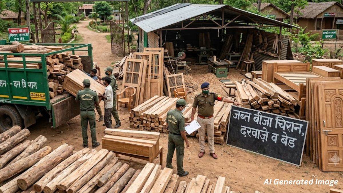 छत्तीसगढ़ के बालोद में रिसॉर्ट की आड़ में चल रही थी लकड़ी की वर्कशॉप, वन...