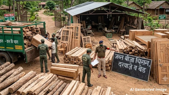 छत्तीसगढ़ के बालोद में रिसॉर्ट की आड़ में चल रही थी लकड़ी की वर्कशॉप, वन विभाग ने बीजा चिरान समेत दरवाजे-बेड व फर्नीचर किए जब्त