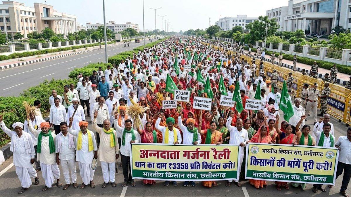 छत्तीसगढ़ में किसानों की गर्जना रैली, धान का दाम 3358 रुपये क्विंटल करने की मांग, 27 अक्टूबर को मंत्रालय का करेंगे घेराव