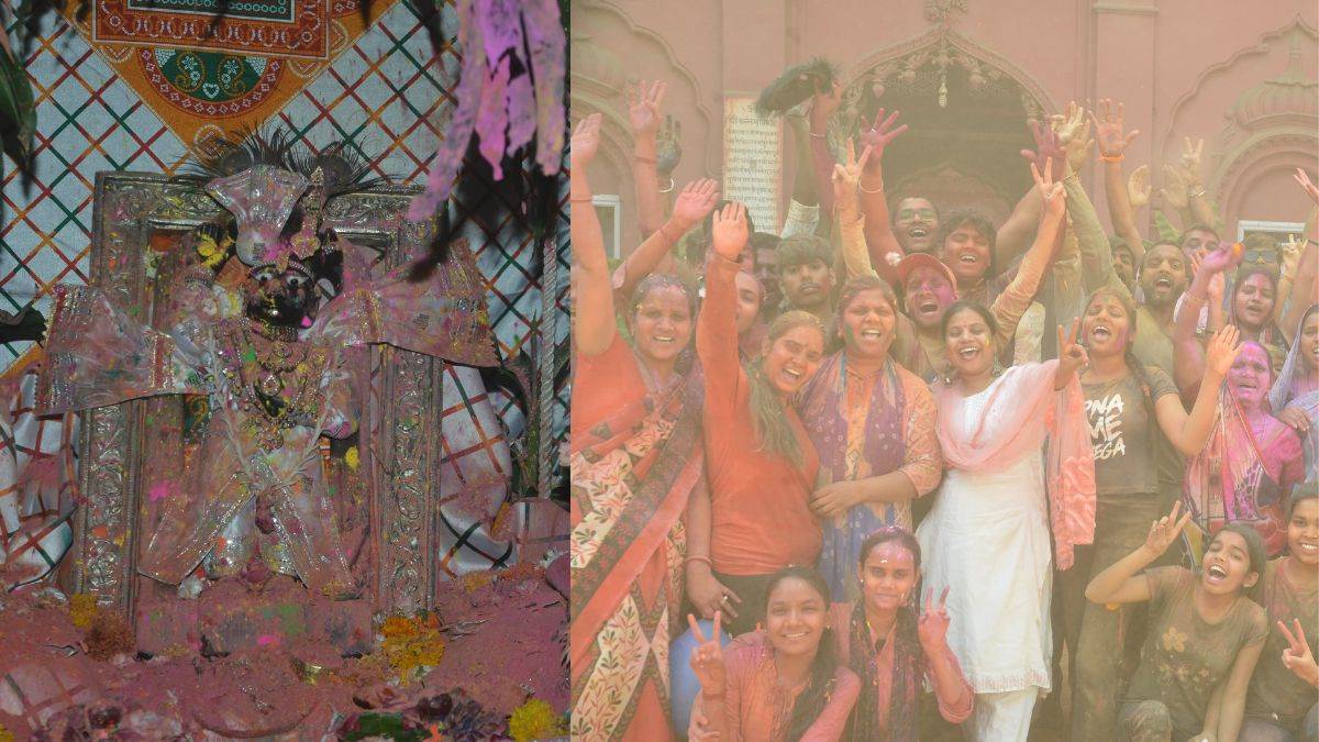 Holi Celebration: मध्य प्रदेश के एकमात्र बलदाऊ मंदिर में भक्तों ने फूलों और गुलाल से खेली होली