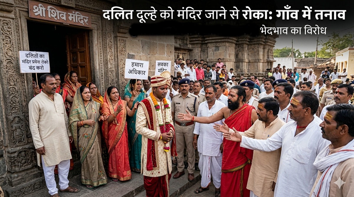 दलित दूल्हे को मंदिर जाने से रोका, विरोध करने पर बंद किया हुक्का पानी, खरगोन जिले की घटना