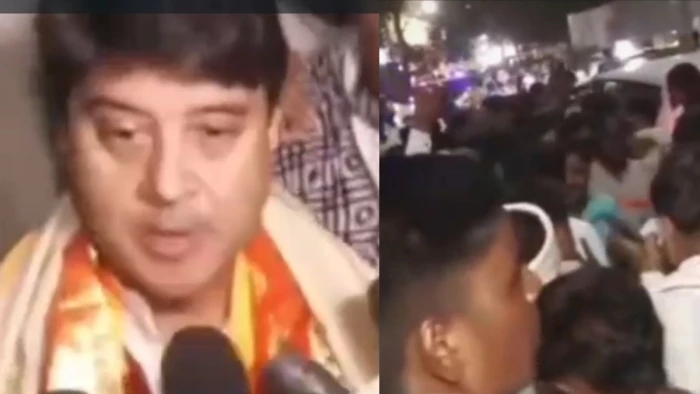 केंद्रीय मंत्री सिंधिया के समर्थकों की भीड़ में दबी बच्ची, रोती-बिलखती रही; पिता ने बचाया