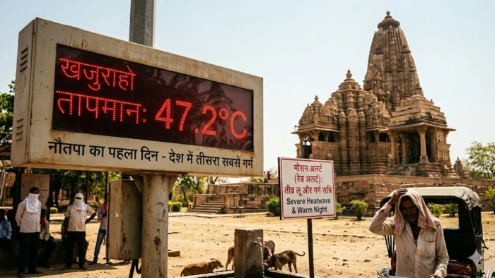 एमपी में नौतपा का पहला दिन रहा बेहद आग उगलने वाला... 47.2 डिग्री के साथ खजुराहो देश में तीसरा सबसे गर्म शहर, मौसम विभाग का रेड अलर्ट