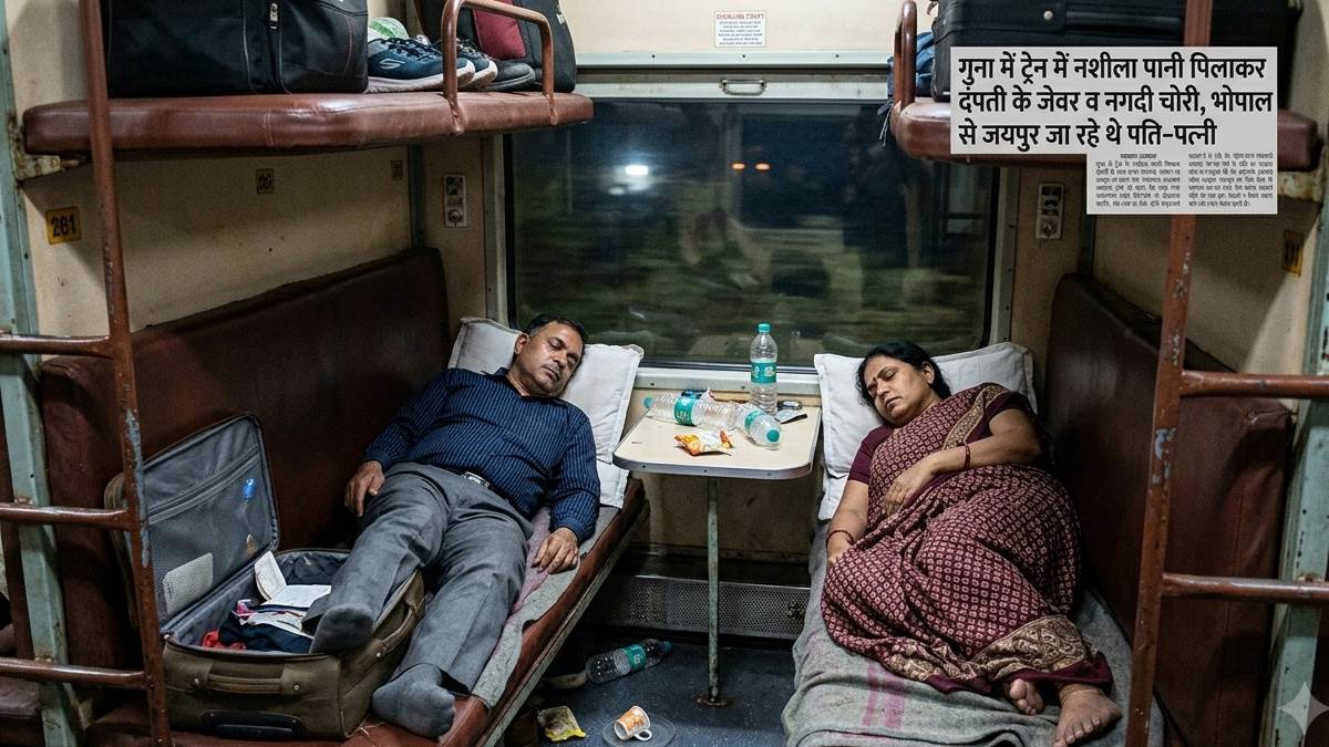 गुना में ट्रेन में नशीला पानी पिलाकर दंपती के जेवर व नगदी चोरी, भोपाल से जयपुर जा रहे थे पति-पत्नी