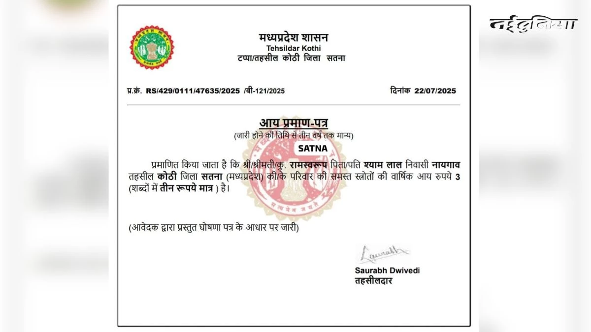 सालाना आय केवल 3 रुपए! MP में तहसीलदार ने बनाया अनोखा इनकम सर्टिफिकेट