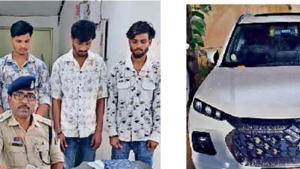 सनरूफ से सेल्फी लेने का शौक पड़ा भारी, चार युवक गिरफ्तार, कार जब्त