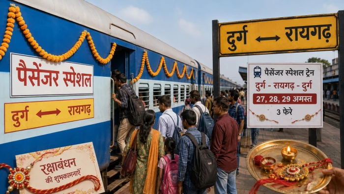 रक्षाबंधन पर भाई-बहनों को रेलवे की सौगात, दुर्ग-रायगढ़ के बीच 10 कोच के साथ चलेगी स्पेशल ट्रेन