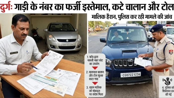 दुर्ग में गाड़ी के नंबर का फर्जी इस्तेमाल, कटे ट्रैफिक चालान और टोल शुल्क तो वाहन मालिक को चला पता, पुलिस कर रही अब जांच