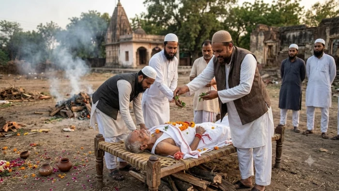 नीमच में वृद्ध की मौत, परिवार में कोई नहीं था, मुस्लिम समाजजन ने हिंदू रीति रिवाज से करवाया अंतिम संस्कार