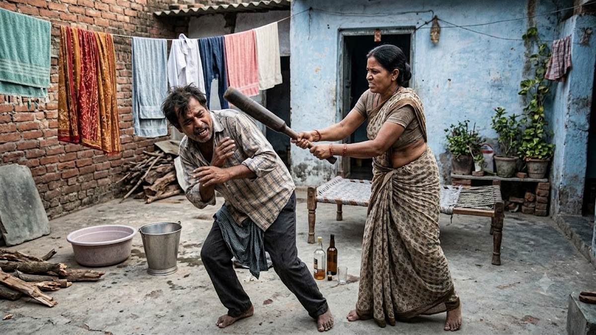 शराब पीता था, दो दिन से घर नहीं आया था, लौटा तो पत्नी ने मोगरी से पीटा, पति की मौत