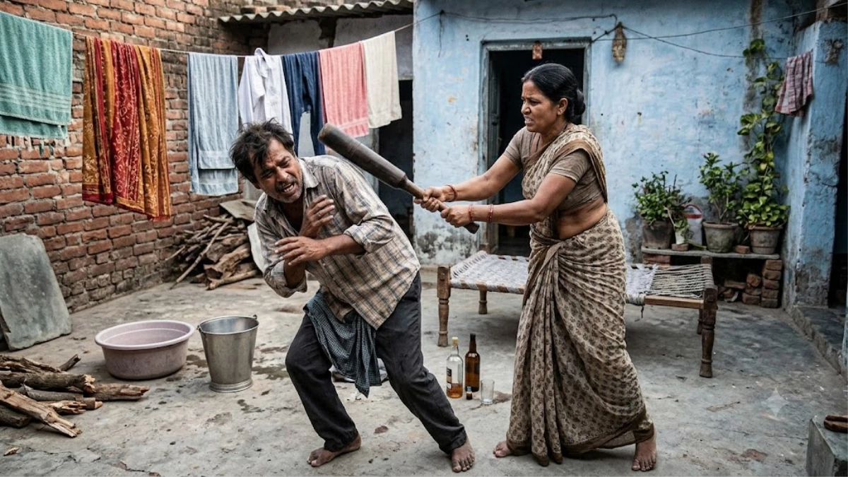 शराब पीता था, दो दिन से घर नहीं आया था, लौटा तो पत्नी ने मोगरी से पीटा, पति की मौत