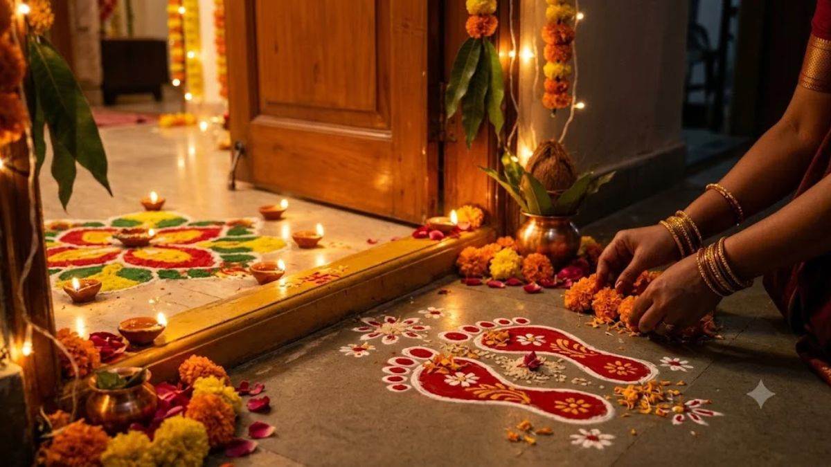 दीवाली पर मुख्य दरवाजे पर ही क्यों बनाए जाते हैं शुभ-लाभ के चिह्न? केवल सजावट नहीं, धन आगमन का संकेत!