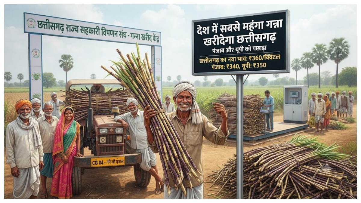 छत्तीसगढ़ में गन्ने का रिकॉर्ड भाव.. ₹425 प्रति क्विंटल की दर से खरीदेगी सरकार, पंजाब और यूपी को पछाड़कर बना देश में नंबर-1