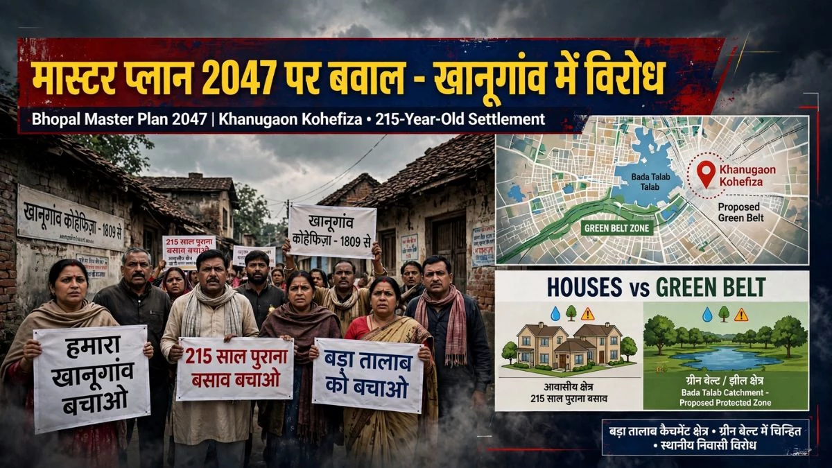 भोपाल मास्टर प्लान-2047 पर बवाल, 215 साल पुराने खानूगांव को ग्रीन बेल्ट में डालने पर किसानों और रहवासियों का विरोध