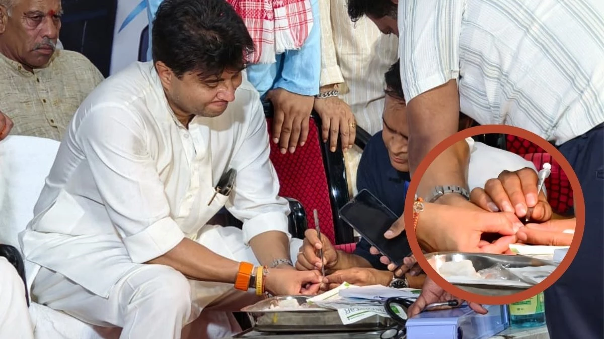 MP News: घायल हुए केंद्रीय मंत्री ज्योतिरादित्य सिंधिया, अभिवादन के दौरान मधुमक्खी ने मारा डंक
