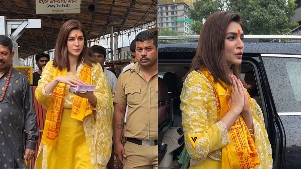 Kriti Sanon नेशनल अवाॅर्ड जीतने के बाद बप्पा के दर्शन करने पहुंचीं कृति सेनन पैपराजी को बांटा