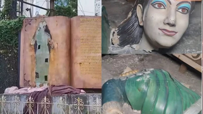 रायपुर में राज्योत्सव से पहले छत्तीसगढ़ महतारी की मूर्ति खंडित, प्रदर्शन के दौरान क्रांति सेना के कार्यकर्ताओं और पुलिस में झड़प