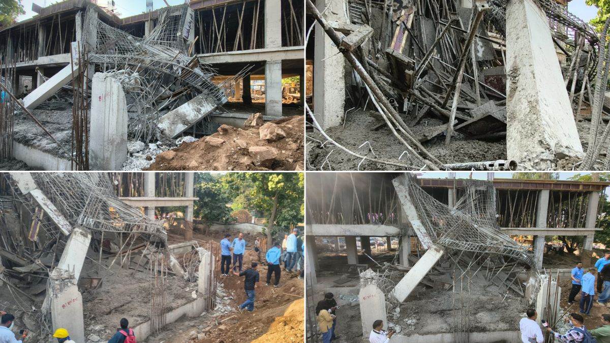 ग्वालियर में बड़ा हादसा: 40 करोड़ के CM राइज स्कूल की छत भरभराकर गिरी, दो पिलर टूटे; चार मजदूर घायल