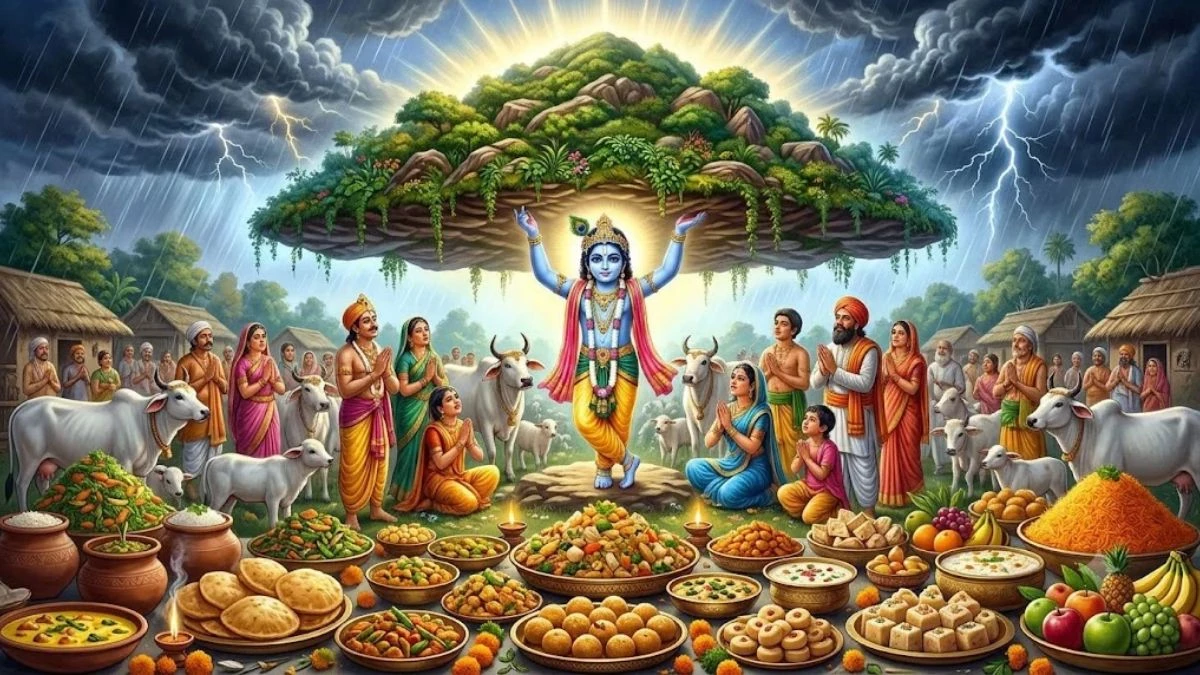 गोवर्धन पूजा पर क्यों लगाया जाता है अन्नकूट और छप्पन भोग? जानें इंद्र के घमंड की यह अनोखी कथा