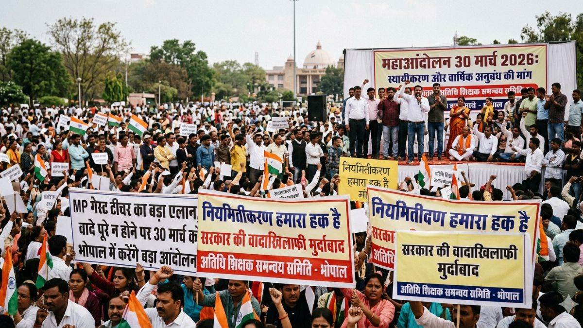 MP गेस्ट टीचर का बड़ा एलान, वादे पूरे न होने पर 30 मार्च को भोपाल में करेंगे बड़ा आंदोलन, परमानेंट करने की मांग पर अड़े