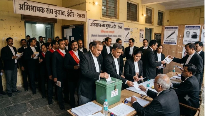 इंदौर अभिभाषक संघ चुनाव: रातभर चली मतगणना, अलसुबह नाम हुए घोषित, पहली बार राकेश पाल अध्यक्ष और धर्मेंद्र गुर्जर सचिव बने