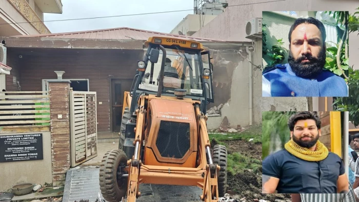 फरार हिस्ट्रीशीटर तोमर बंधुओं के रायपुर स्थित घर पर चला बुलडोजर, तोड़ दिया सूदखोरों का ऑफिस