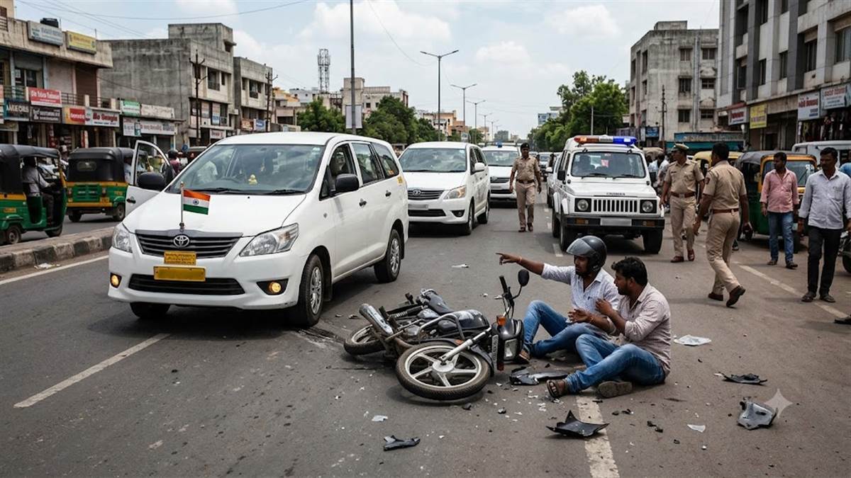 भाजपा नेता ज्योतिरादित्य सिंधिया के कारकेट में चल रही कार ने इंदौर में बाइक सवारों को मारी टक्कर, दो युवक घायल