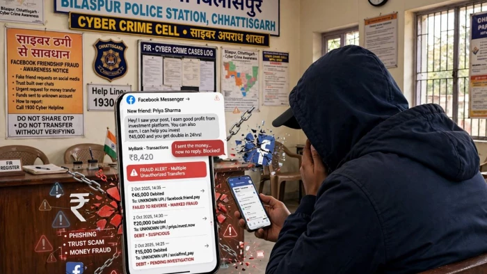 फेसबुक पर दोस्ती, फिर राजनीति में पद का लालच... बिलासपुर में युवक से 82 लाख की ठगी