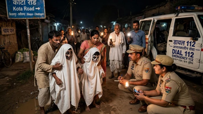 बिलासपुर में में भूत-प्रेत का साया! कोटा रोड पर रात में दो भूतों ने रोका रास्ता... फिर भीड़ ने जो किया, पुलिस भी हंस पड़ी
