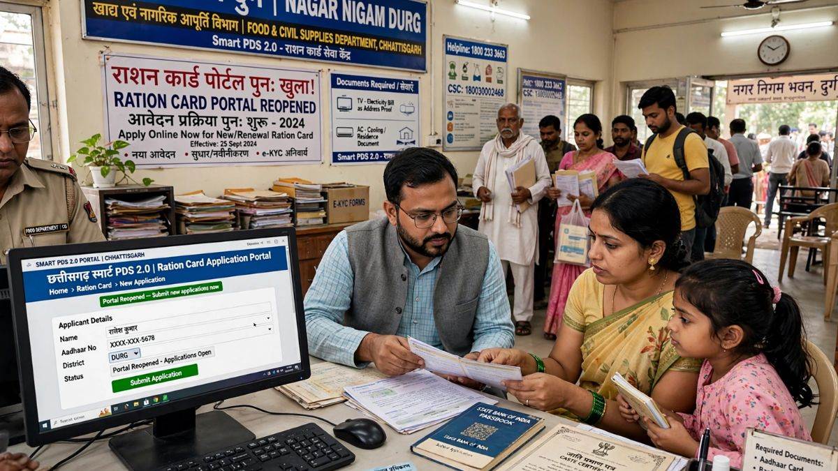 CG में नया Ration Card बनवाने के लिए पोर्टल खुला, अब आधार कार्ड, बैंक अकाउंट, जाति प्रमाण पत्र स्कैन समेत ये जानकारियां देना जरूरी