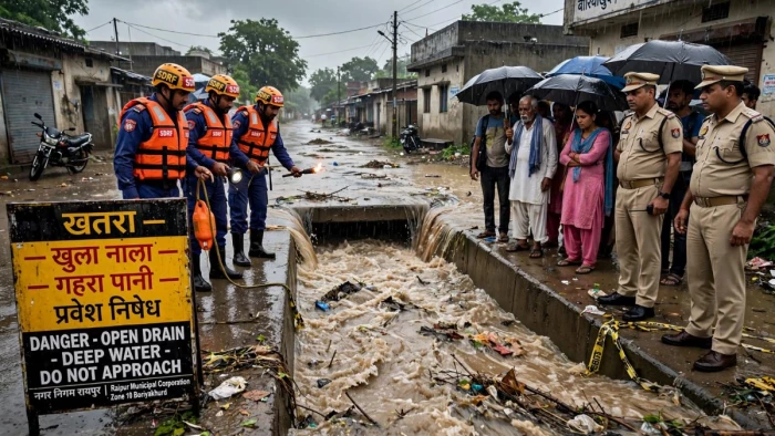 रायपुर में दर्दनाक हादसा: पिता और बहन के सामने तेज बहाव में बह गया मासूम, पैर धोते समय फिसला