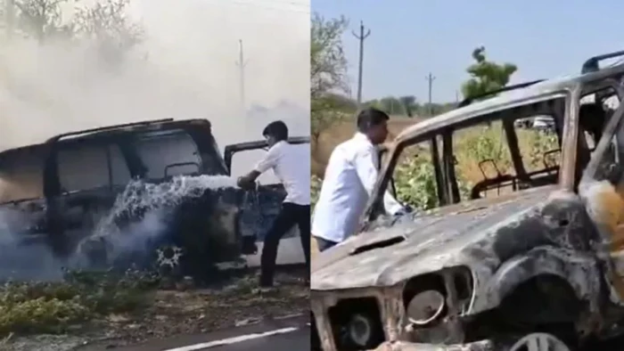 अजमेर में चलती स्कॉर्पियो में लगी भीषण आग, कांग्रेस नेता और पूर्व सरपंच समेत 4 की जलकर मौत