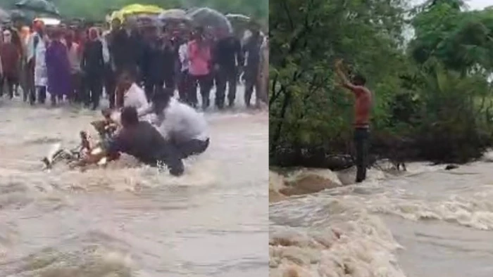 शिवपुरी में आफत की बारिश: उफान पर नदी-नाले, रन्नौद में बाइक सहित बहा युवक, ग्रामीणों