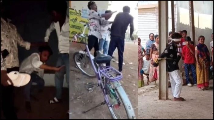 युवक को चप्पल से पीटकर जबरन कहलवाया 'बाप बोल', गांव पहुंचते ही ग्रामीणों ने आरोपी को पोल से बांधकर कूटा, भेजा जेल