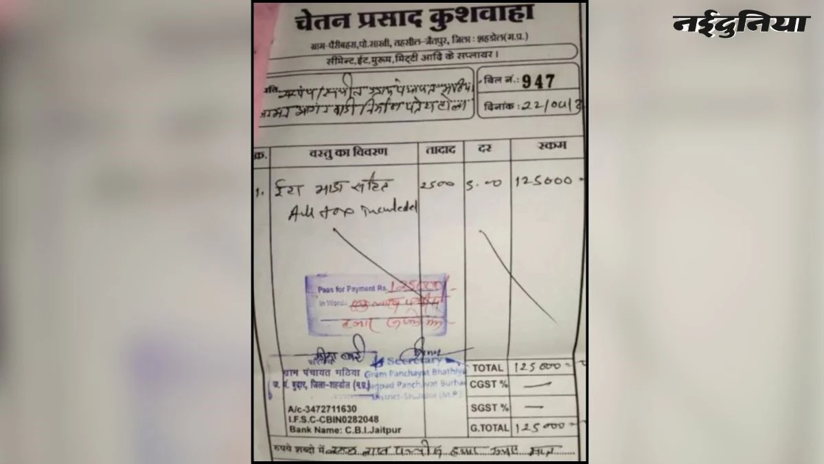 MP में भ्रष्टाचार की हद पार... 125000 रुपए में खरीदी 2500 ईंटें, पंचायत का ये बिल देख आंखें खुली रह जाएंगी