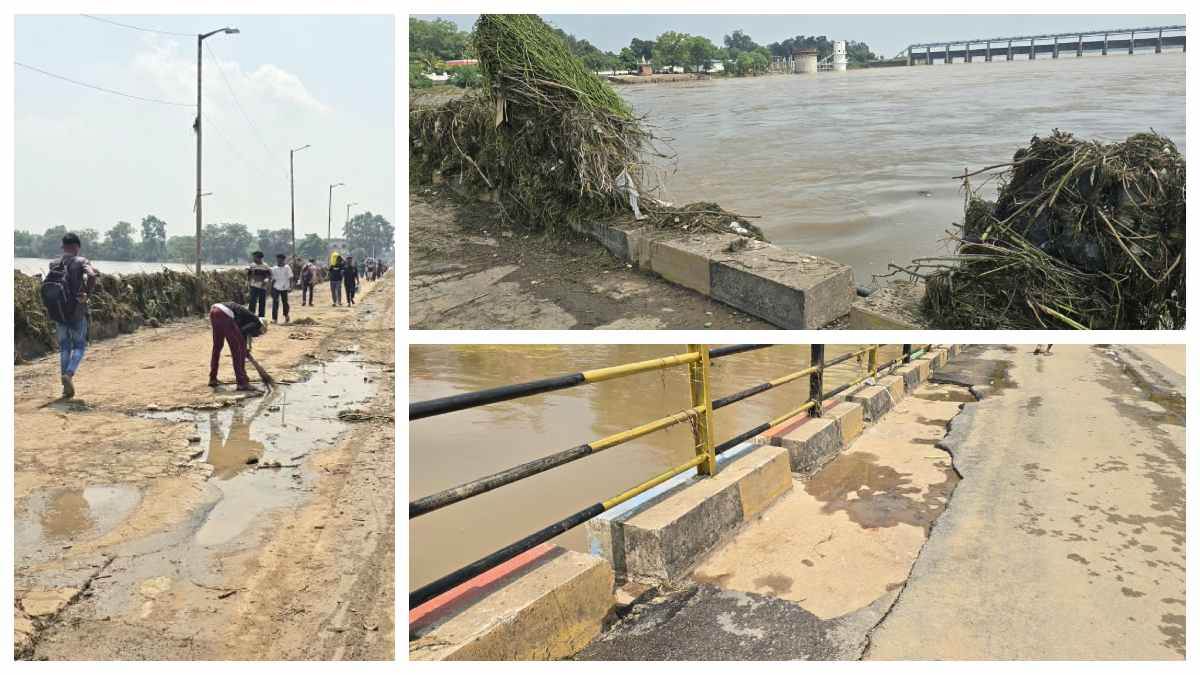 महानदी में बाढ़ के बाद शबरी पुल को भारी नुकसान, शिवरीनारायण में बड़ी गाड़ियों का आवागमन बंद