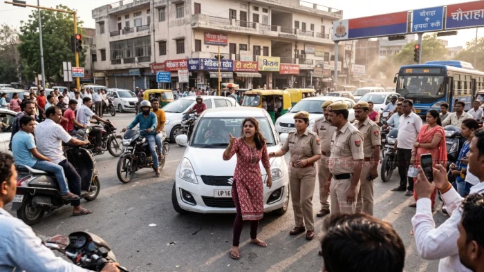 इंदौर में सड़क पर हाई-वोल्टेज ड्रामा, कार रोकने पर युवती ने चौराहे पर किया हंगामा, ब्वॉयफ्रेंड सहित तीन पर केस