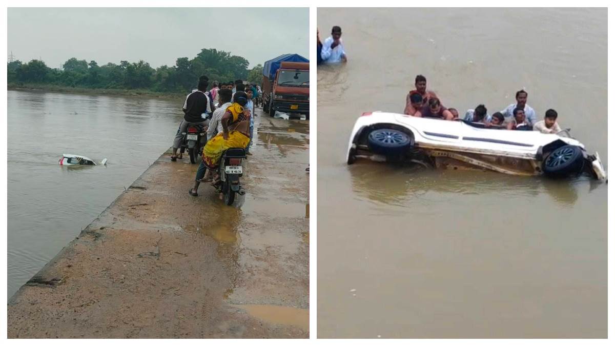 महासमुंद जोंक नदी के पुराने पुल में आमने-सामने टक्कर से नीचे गिरी कार व बाइक, एक की मौत, दूसरा लापता