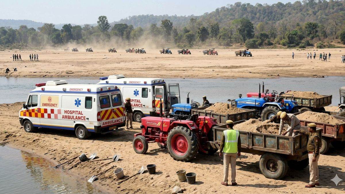 बालाघाट: एंबुलेंस में छिपकर आई पुलिस, रेत माफिया की घेराबंदी कर जब्त किए ट्रैक्टर