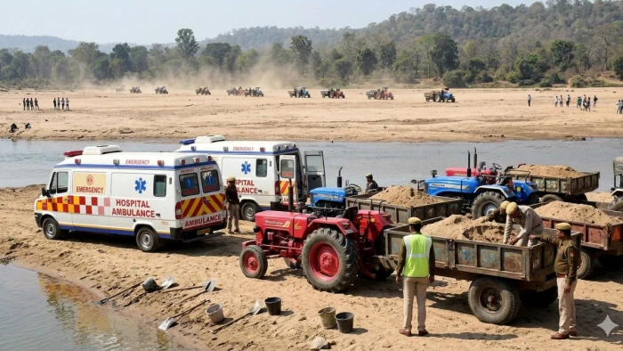 बालाघाट: एंबुलेंस में छिपकर आई पुलिस, रेत माफिया की घेराबंदी कर जब्त किए ट्रैक्टर