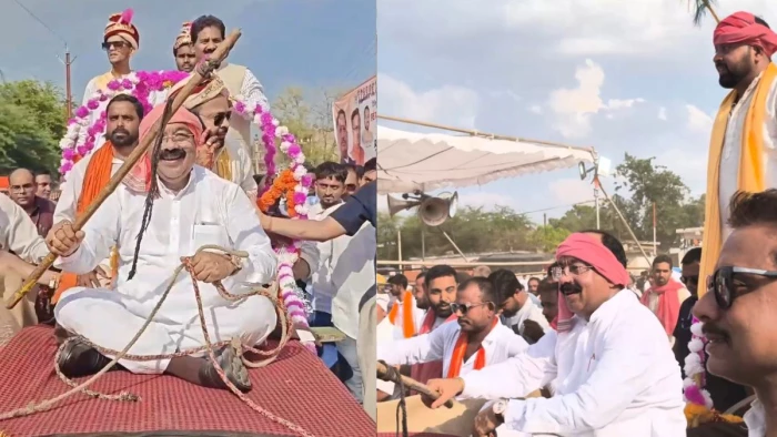बेमेतरा MLA दीपेश साहू की बारात में 'सारथी' बने छत्तीसगढ़ के डिप्टी सीएम अरुण साव, तस्वीरें वायरल